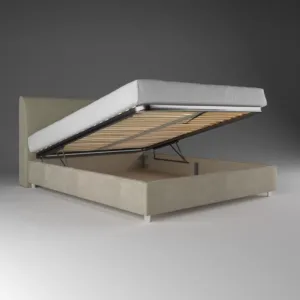 Κρεβάτι διπλό με αποθηκευτικό χώρο, που διαθέτει ενιαίο χώρο αποθήκευσης στη βάση.